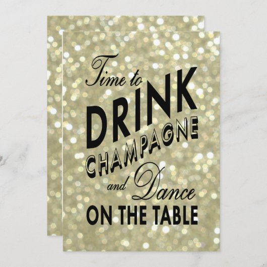 グラマラス金ゴールド婚約招待状 招待状 (正面/裏面)