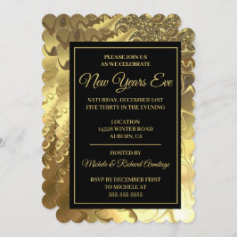 グラマラス金ゴールド新年招待状 招待状
