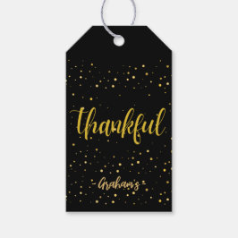 グラマラス金ゴールド水玉模様感謝祭 ギフトタグ
