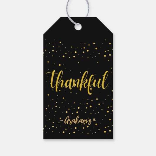 グラマラス金ゴールド水玉模様感謝祭 ギフトタグ (正面)