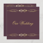 グラマラス金ゴールド結婚式招待状 招待状 (正面/裏面)