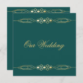 グラマラス金ゴールド結婚式招待状 招待状 (正面/裏面)