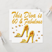 グラマラス金ゴールド60誕生日 カード (正面/裏面インサイチュ)