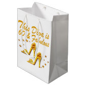 グラマラス金ゴールド60誕生日 ミディアムペーパーバッグ (正面アングル)