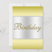 グラマラス金ゴールド、シルバー&ジェムズ誕生日 招待状 (正面)