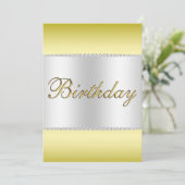 グラマラス金ゴールド、シルバー&ジェムズ誕生日 招待状 (スタンド正面)