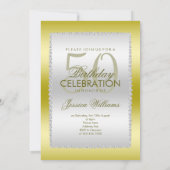 グラマラス金ゴールド、シルバー&ジェムズ誕生日 招待状 (裏面)