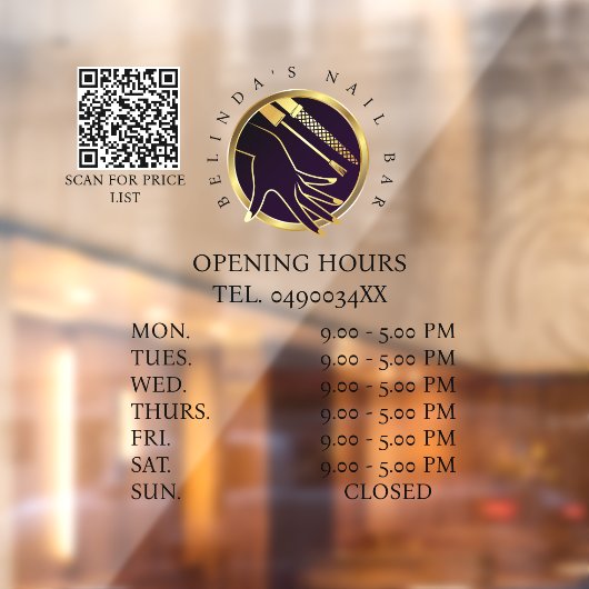 グラマラス金ゴールド&ブラックネイルサロン ウィンドウサイン (シート2)