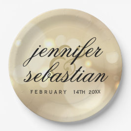 グラマラス金ゴールド《写真》ぼけ味ライトモノグラム結婚ズ ペーパープレート