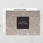 グラマラス銀グリッターモダン美しいギフトカード (正面/裏面)