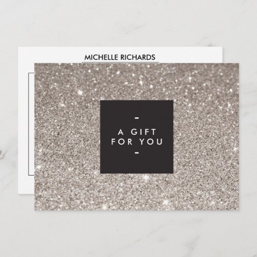 グラマラス銀グリッターモダン美しいギフトカード (正面/裏面)