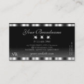 グラマラス銀ブラックきらめくダイアモンモノグラム 名刺 (裏面)