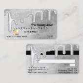 グラマラス銀厚いグリッタードリップギフトクレジット 名刺 (正面/裏面)