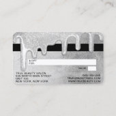 グラマラス銀厚いグリッタードリップギフトクレジット 名刺 (裏面)