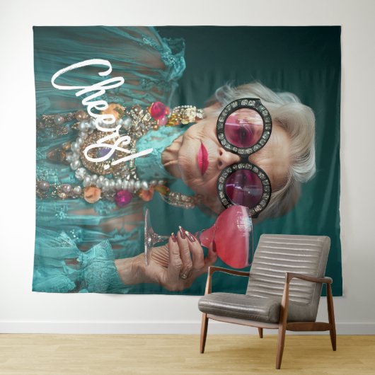 グラマラス高齢者はっきりしたラグジュアリーファッション タペストリー (インサイチュ(横))