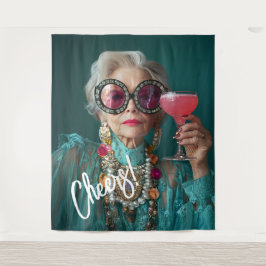 グラマラス高齢者はっきりしたラグジュアリーファッション タペストリー