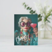 グラマラス高齢者はっきりしたラグジュアリーファッション ポストカード (スタンド正面)