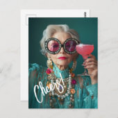 グラマラス高齢者はっきりしたラグジュアリーファッション ポストカード (正面/裏面)