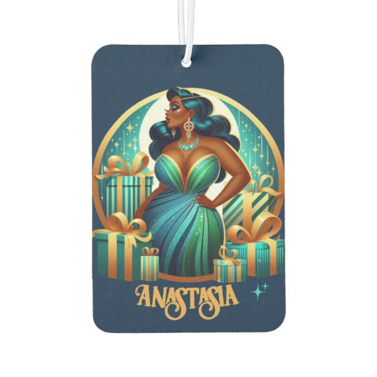 グラマラス黒人女性フェスティバルスタイリッシュクリスマス カーエアーフレッシュナー (裏面)