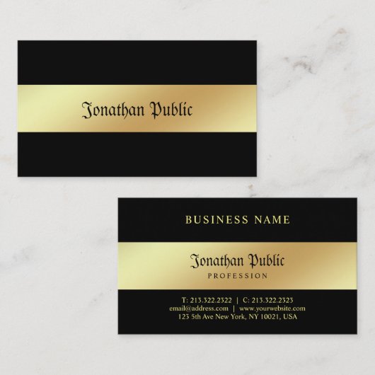 グラマラス黒及び金ゴールドエレガントプロフェッショナル 名刺 (正面/裏面)
