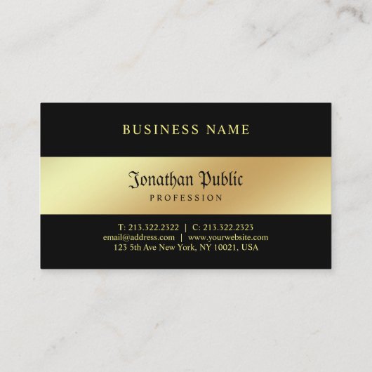 グラマラス黒及び金ゴールドエレガントプロフェッショナル 名刺 (裏面)
