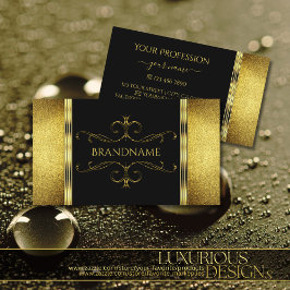 グラマラス黒及び金ゴールド飾グリッター華美 名刺