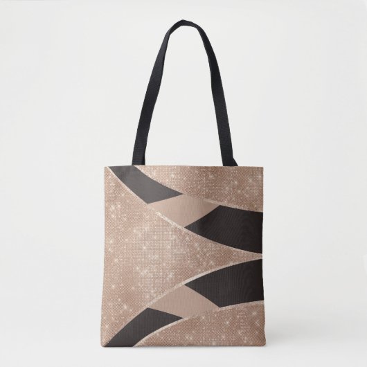 グラマラス黒金ゴールドグリッター曲線三角地帯 トートバッグ (正面)