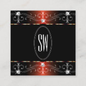 グラマラス黒銅華美オーナメントイニシャル スクエア名刺 (正面)