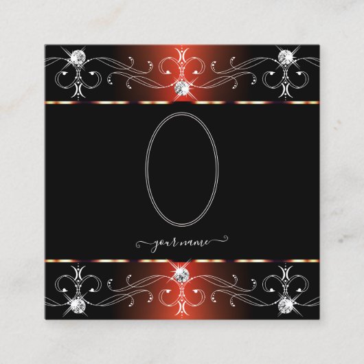 グラマラス黒銅華美オーナメント スクエア名刺 (正面)
