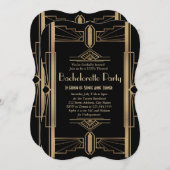 グラマラス1920年代の素晴らしギャツビーバチェロレッテ 招待状 (正面/裏面)