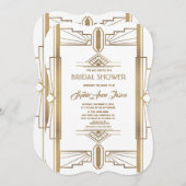 グラマラス1920年代ギャツビー素晴らしブライダルシャワー 招待状 (正面/裏面)