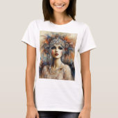 グラマラス1920sフラッパーガールポートレートNo.100 Tシャツ (正面)