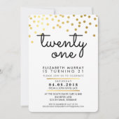 グラマラス21歳の誕生日パーティー招待状金ゴールド紙吹雪 招待状 (正面)