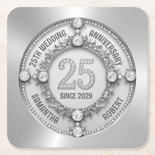 グラマラス25結婚周年 スクエアペーパーコースター (正面)