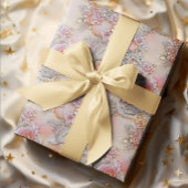 グラマラス3-Dイきらめくンク花模様 ラッピングペーパー