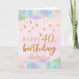 グラマラス40th誕生日金ゴールドグリッター カード