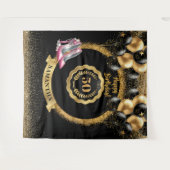 グラマラス50誕生日バラ金ゴールドハイヒール タペストリー (正面(横))