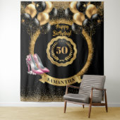 グラマラス50誕生日バラ金ゴールドハイヒール タペストリー (インサイチュ)