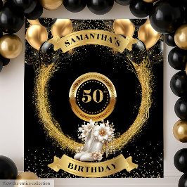 グラマラス50誕生日背景ピンクハイヒール タペストリー