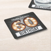 グラマラス60誕生日ブロードウェイマーキーカスタム スクエアペーパーコースター (アングル)