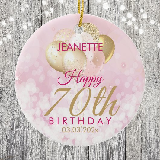 グラマラス70誕生日バルーン セラミックオーナメント