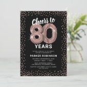 グラマラス80歳の誕生日 ローズゴールド インビテーション (スタンド正面)