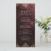 グラマラス アートデコ バーガンディ ヴィンテージ ウェディング メニュー (スタンド正面)