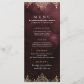 グラマラス アートデコ バーガンディ ヴィンテージ ウェディング メニュー (正面)