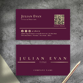グラマラス シャイニー ヴィンテージ バーガンディ ワイン & ゴールド 名刺
