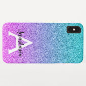 グラマラス パープル アクア ギラギラ グラデーション モノグラム Case-Mate iPhoneケース (裏面(横))