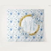 グラマラス ボーホー パステル ブルー ゴールド ウェディング フォト プロップ タペストリー (正面(横))