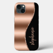 グラマラス ローズゴールド シグネチャー 偽箔 波 ブラック Case-Mate iPhoneケース (裏面)