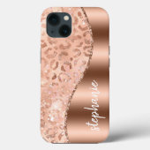 グラマラス ローズゴールド フェイクホイル レオパード スポット 名前入り Case-Mate iPhoneケース (裏面)