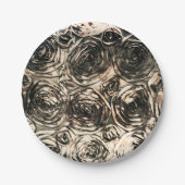 グラマラス ローズ ゴールド ブロンズ ラスティック フラワーズ グラム ペーパープレート (正面)